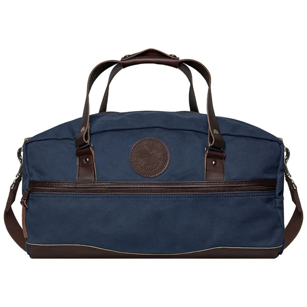 Dulthpack Navy Canvas Weekender Duffel Bag with Brown Leather Trim